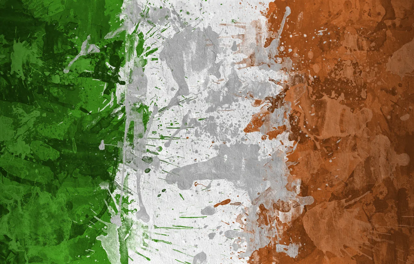 Фото обои краски, флаг, Ирландия, flag, Ireland, Республика Ирландия, Republic of Ireland, Poblacht na hÉireann