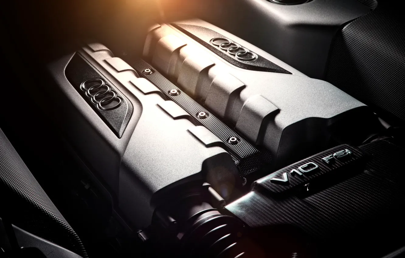 Фото обои Audi, двигатель, ауди, FSI, silvery, V10