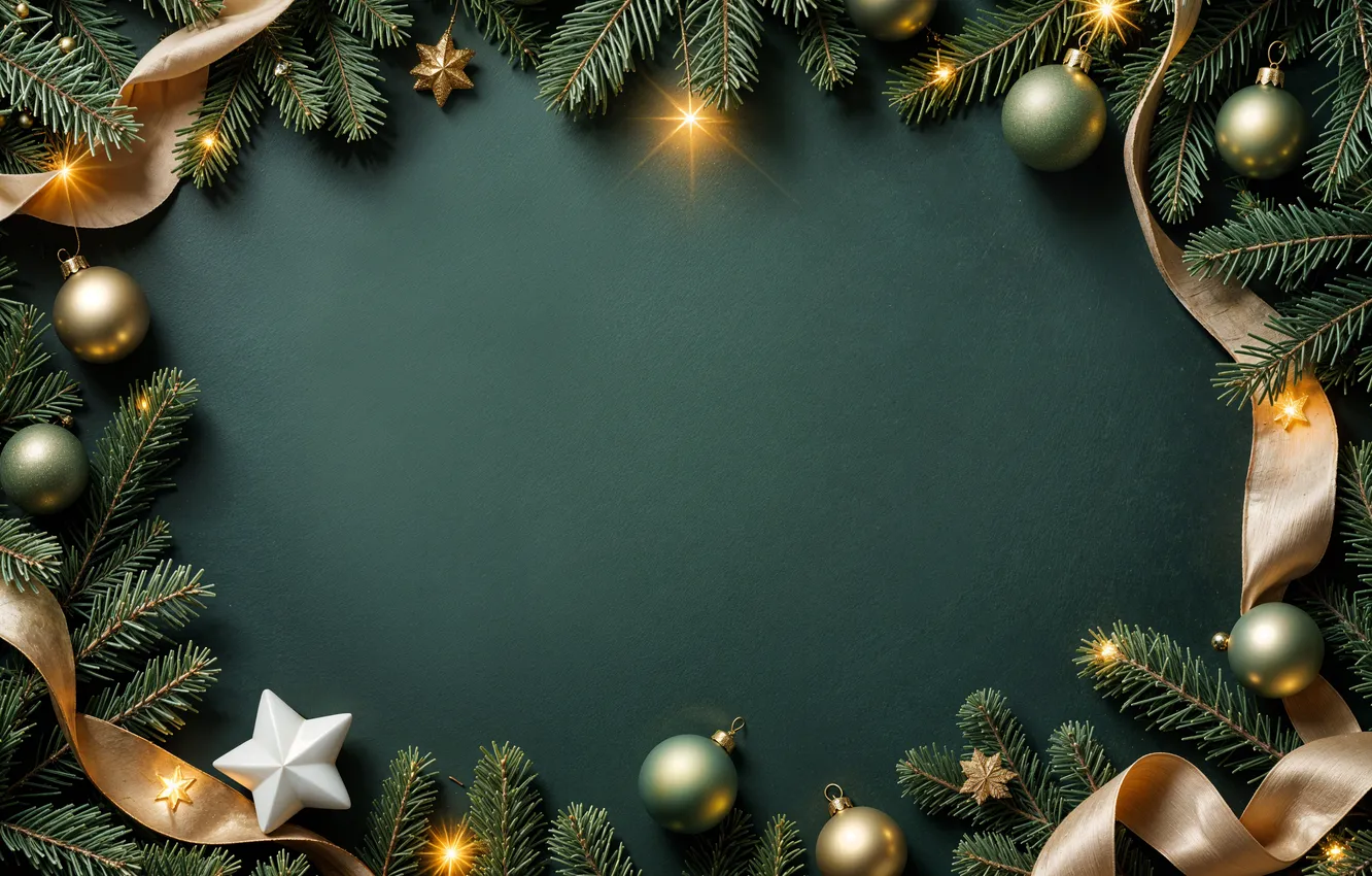 Фото обои украшения, фон, шары, Рождество, Новый год, golden, new year, Christmas