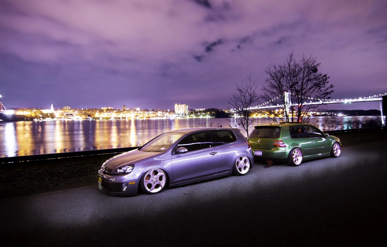 Фото обои green, volkswagen, wheels, golf, style, tuning, gti, germany