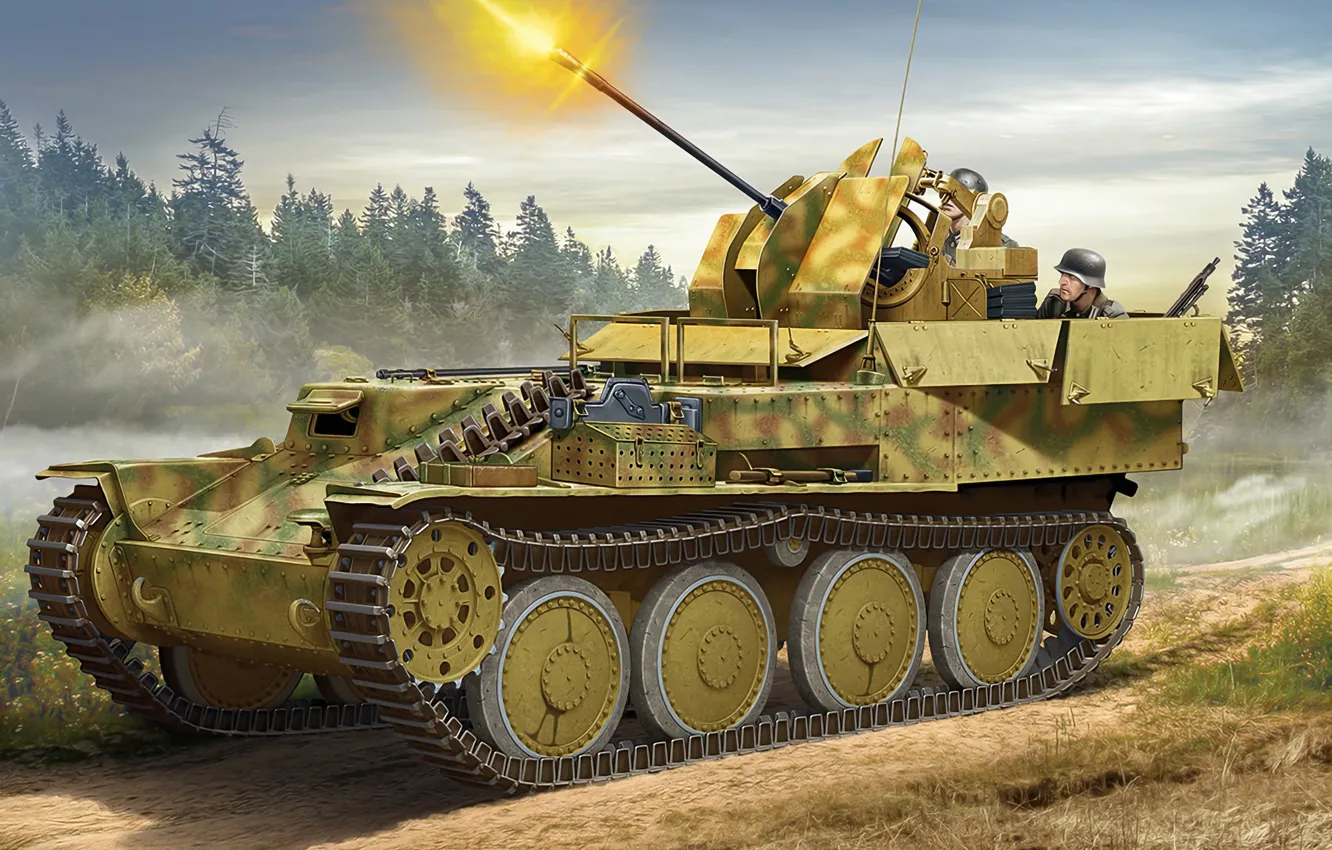 Фото обои Германия, Flakpanzer 38(t), Зенитное самоходное орудие