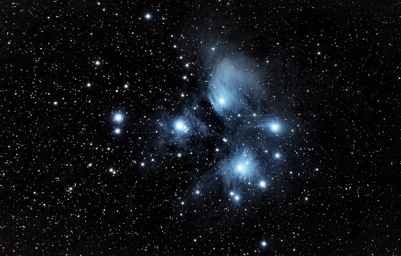 Фото обои Плеяды, M45, звёздное скопление, в созвездии Тельца