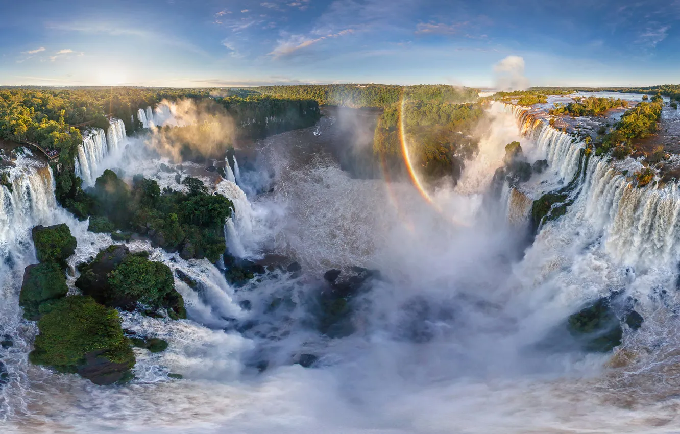 Фото обои водопады, Бразилия, радуги, Аргентина, Южная Америка, Игуасу