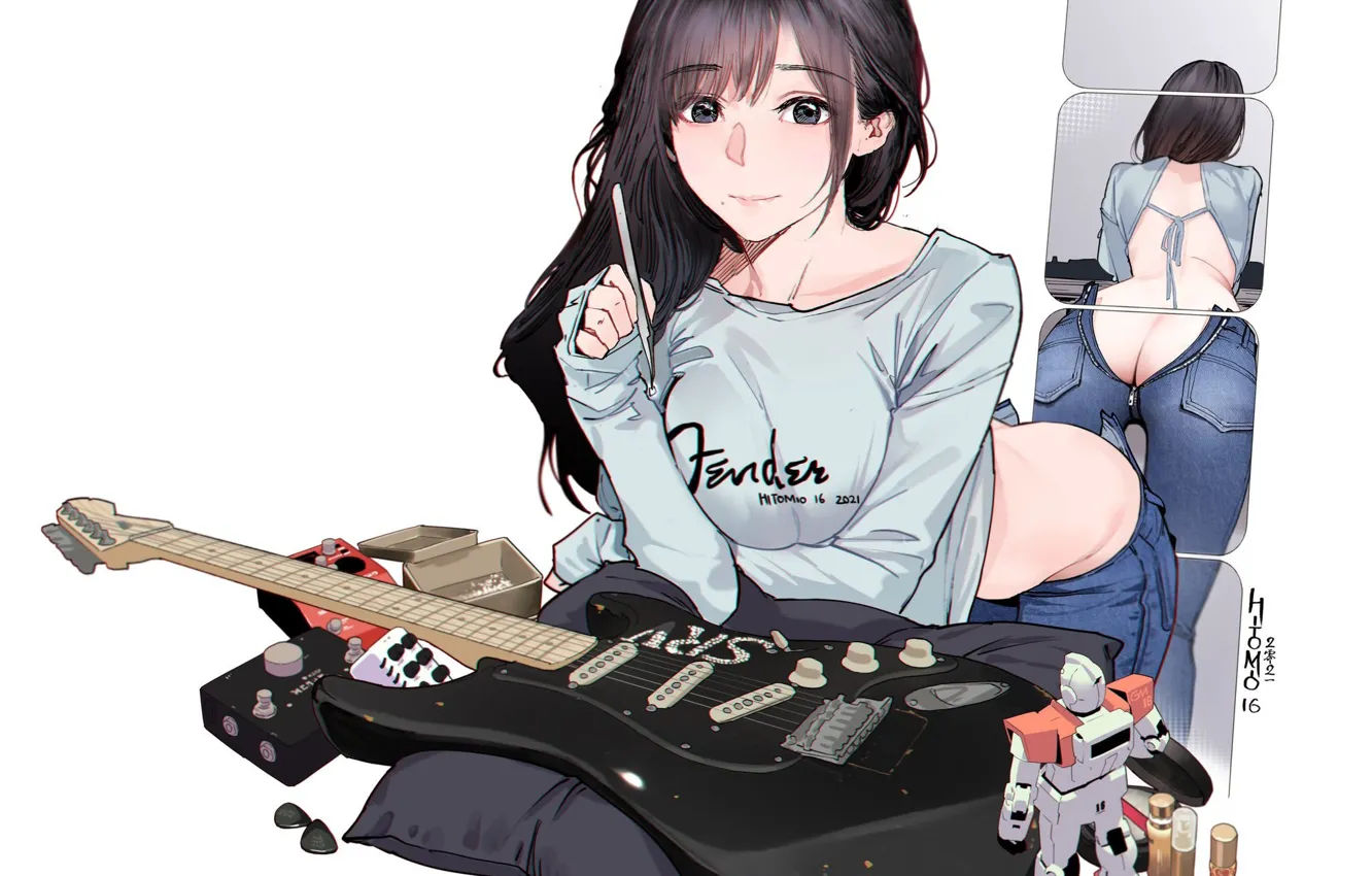 Фото обои kawaii, girl, guitar, hot, ass, anime, pretty, babe