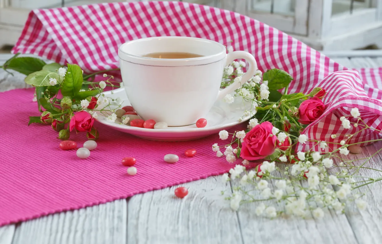 Фото обои цветы, чай, чашка, Olena Rudo
