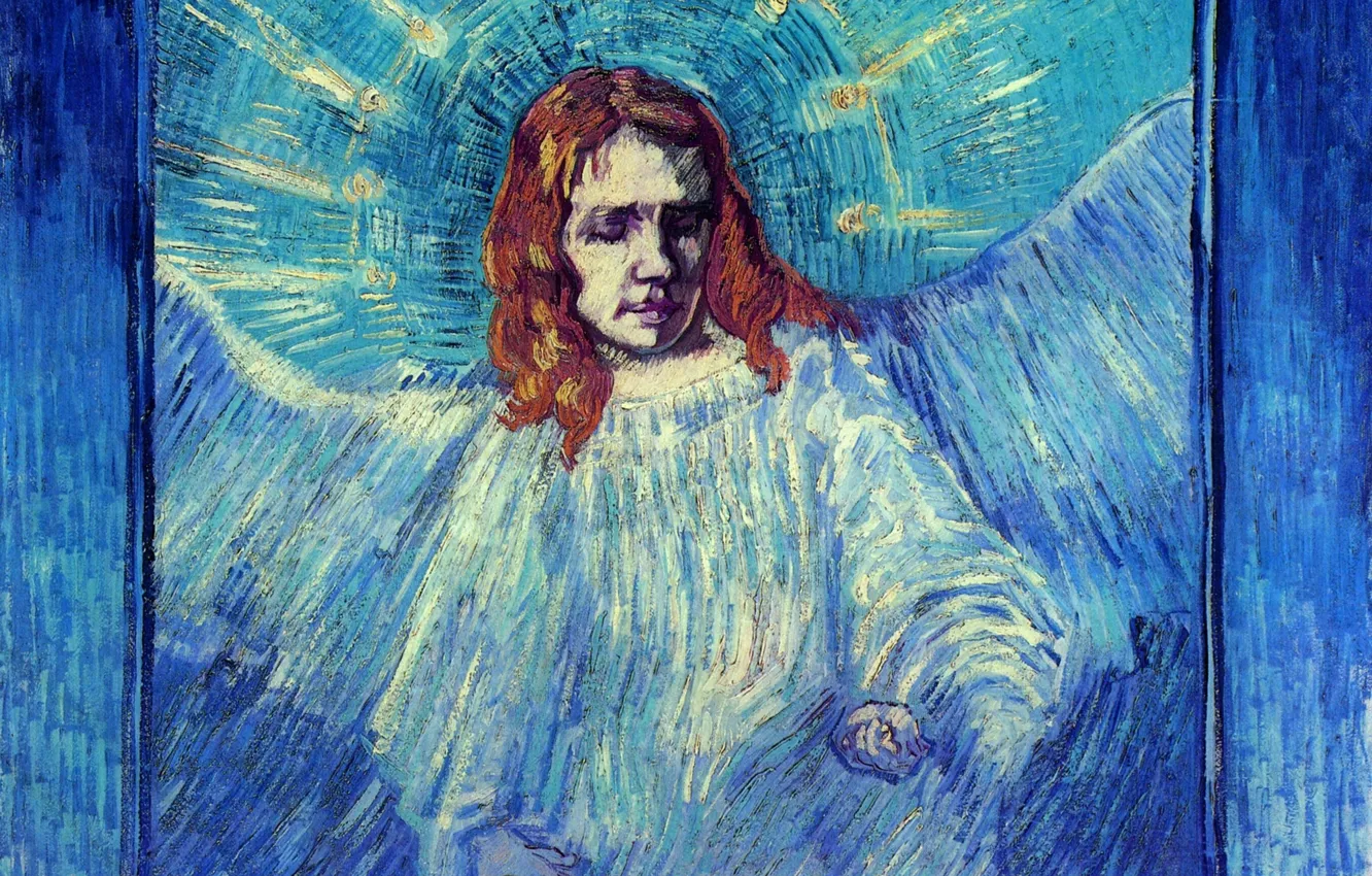Фото обои Rembrandt, Vincent van Gogh, of an Angel after, Half Figure