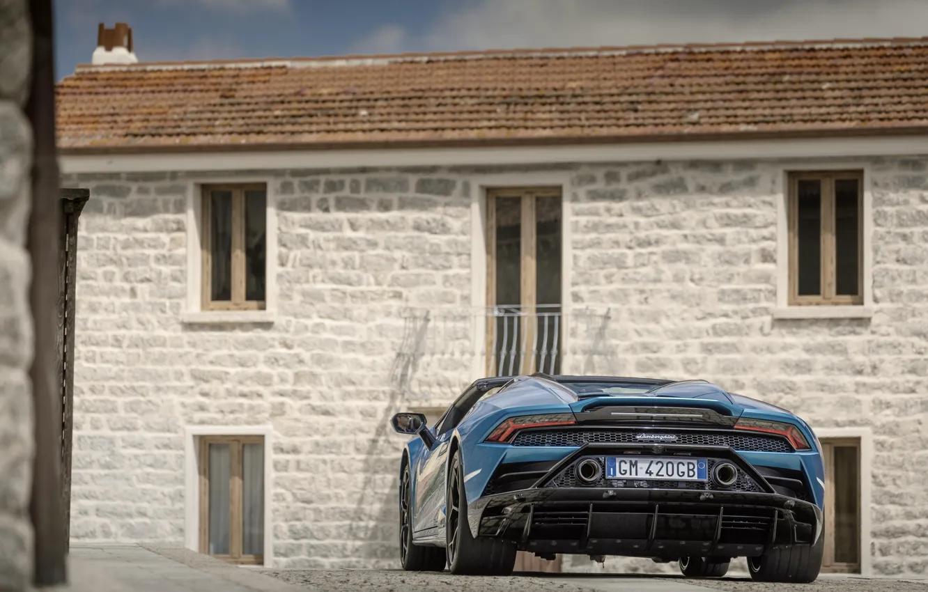 Фото обои Lamborghini, Huracan, rear view, Lamborghini Huracan EVO Spyder