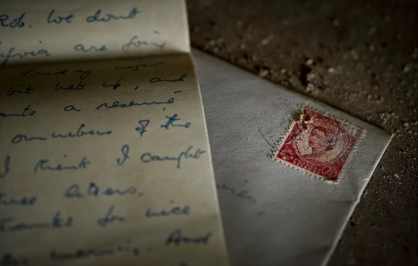 Фото обои письмо, макро, конверт, марка, Letter