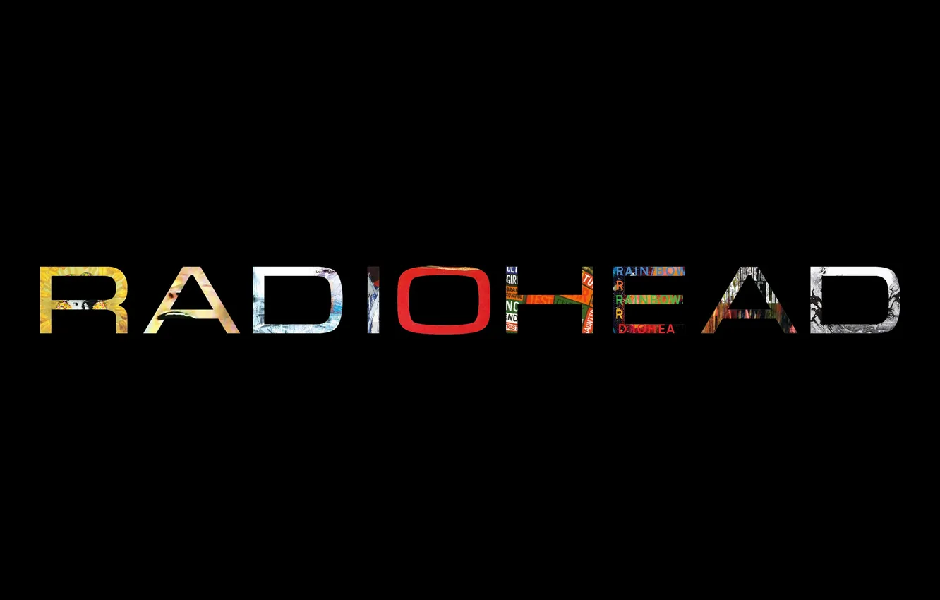 Фото обои музыка, логотип, группа, черный фон, Radiohead