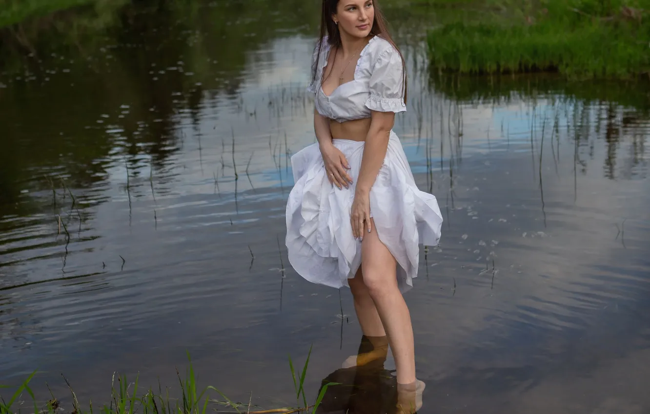 Фото обои девушка, природа, ноги, речка, Татьяна Шепелева