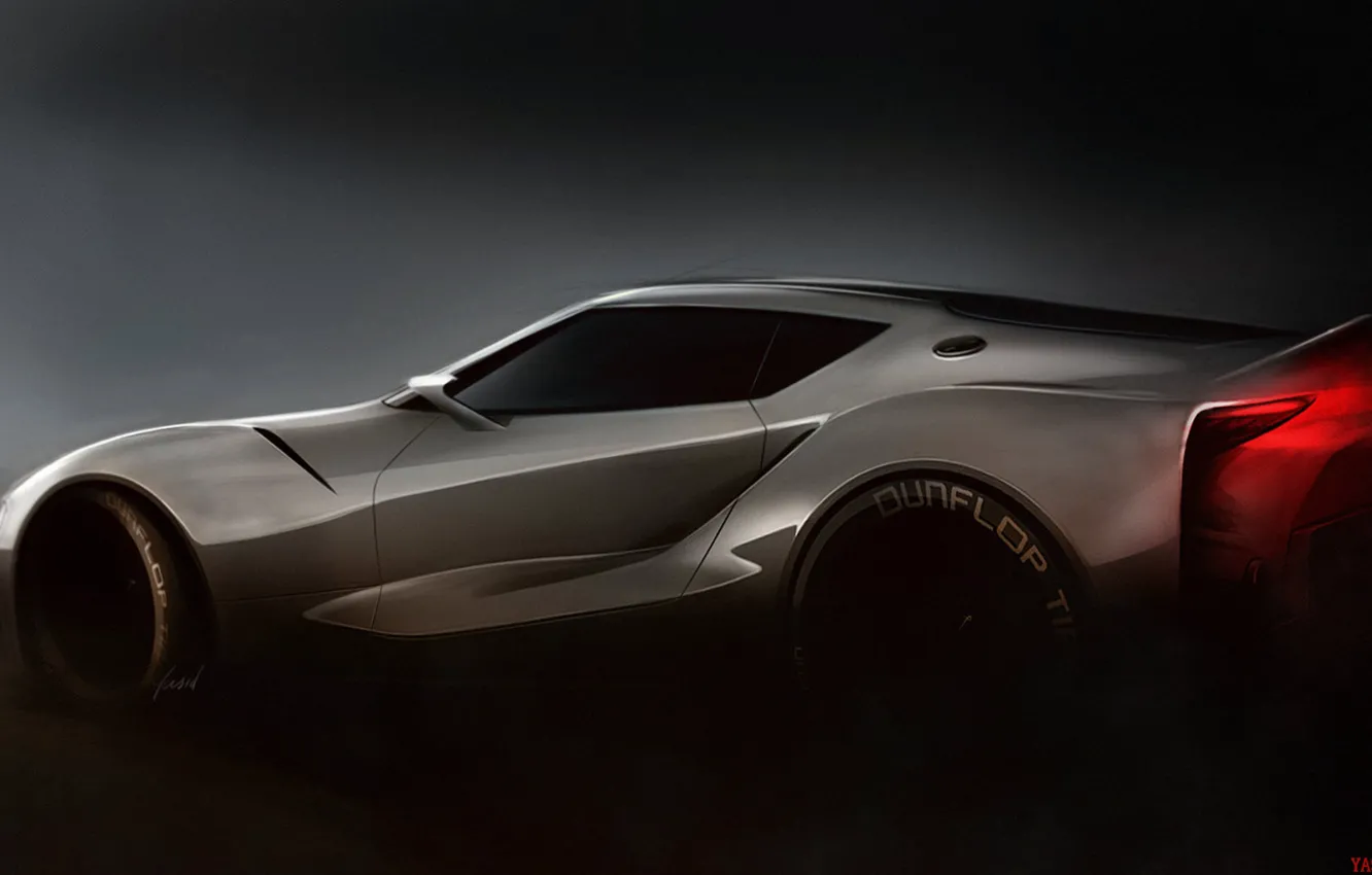 Фото обои Авто, Рисунок, Машина, Серый, Toyota, Арт, Рендеринг, FT-1