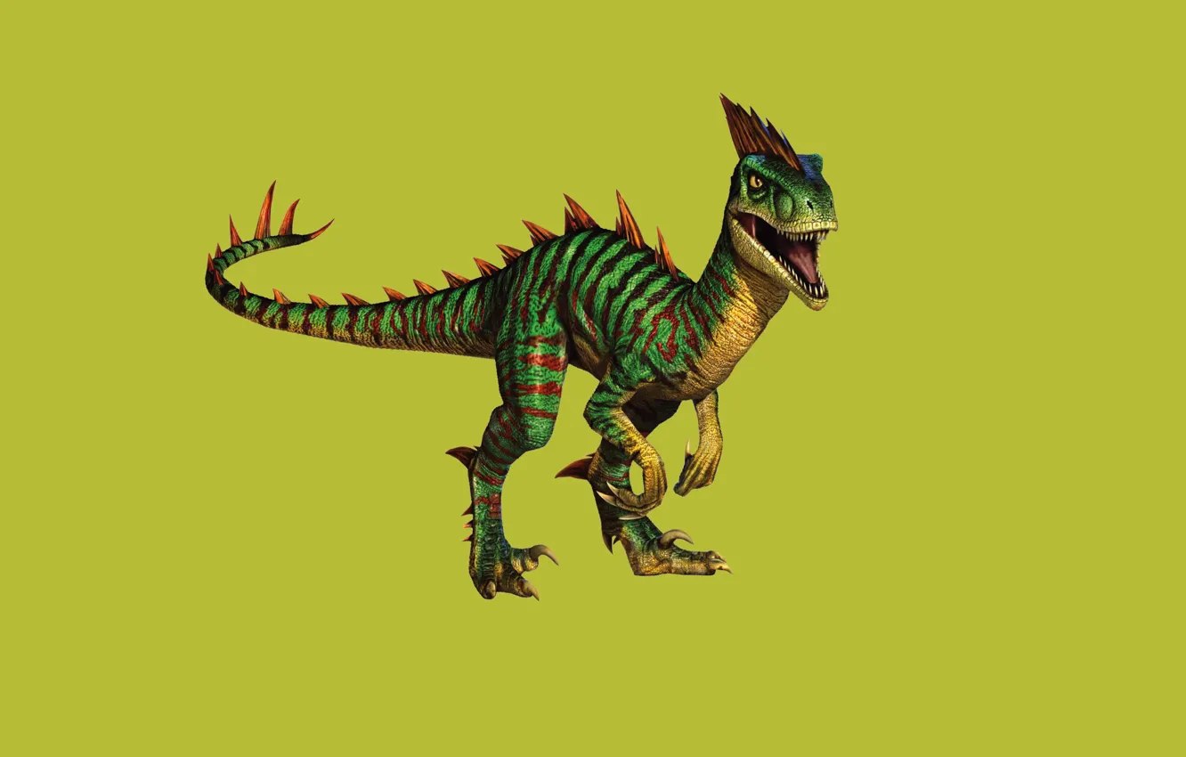 Фото обои динозавр, хищник, пасть, хвост, ящер, клыки, раскрас