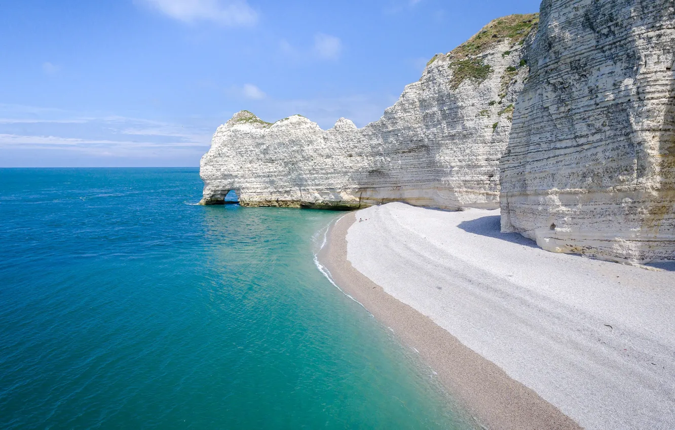 Фото обои море, природа, скалы, берег, Франция, арка, Нормандия, Этрета