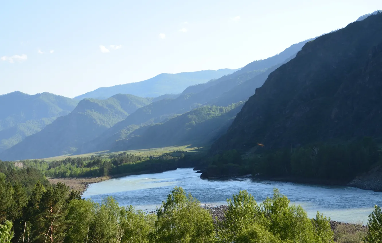 Фото обои природа, река, Катунь, Алтай