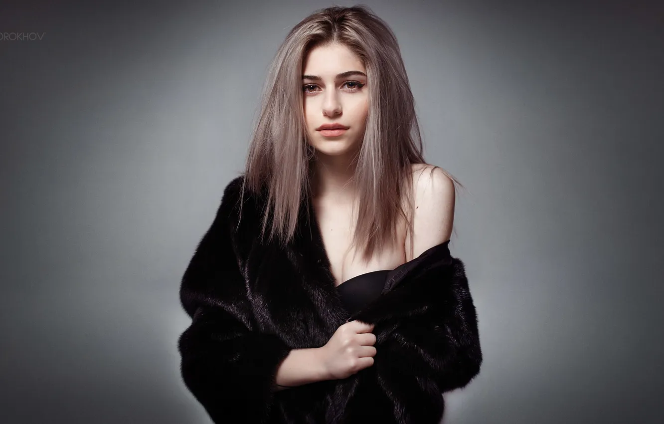 Фото обои девушка, шуба, girl, woman, Галина Ровер, Galeine Rover
