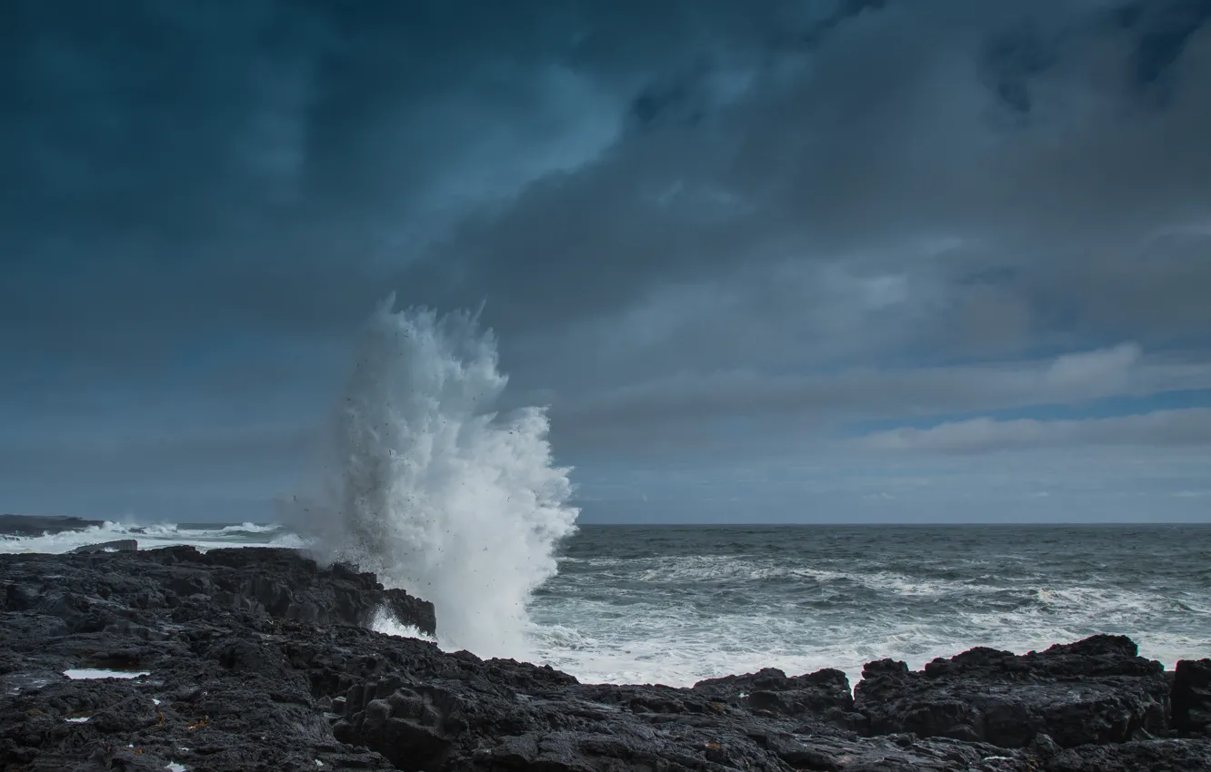 Фото обои море, волны, небо, берег, Исландия