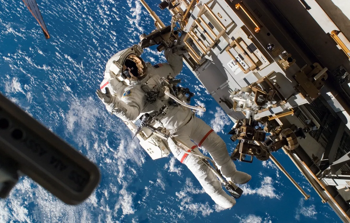 Фото обои космос, мкс, космонавт, nasa