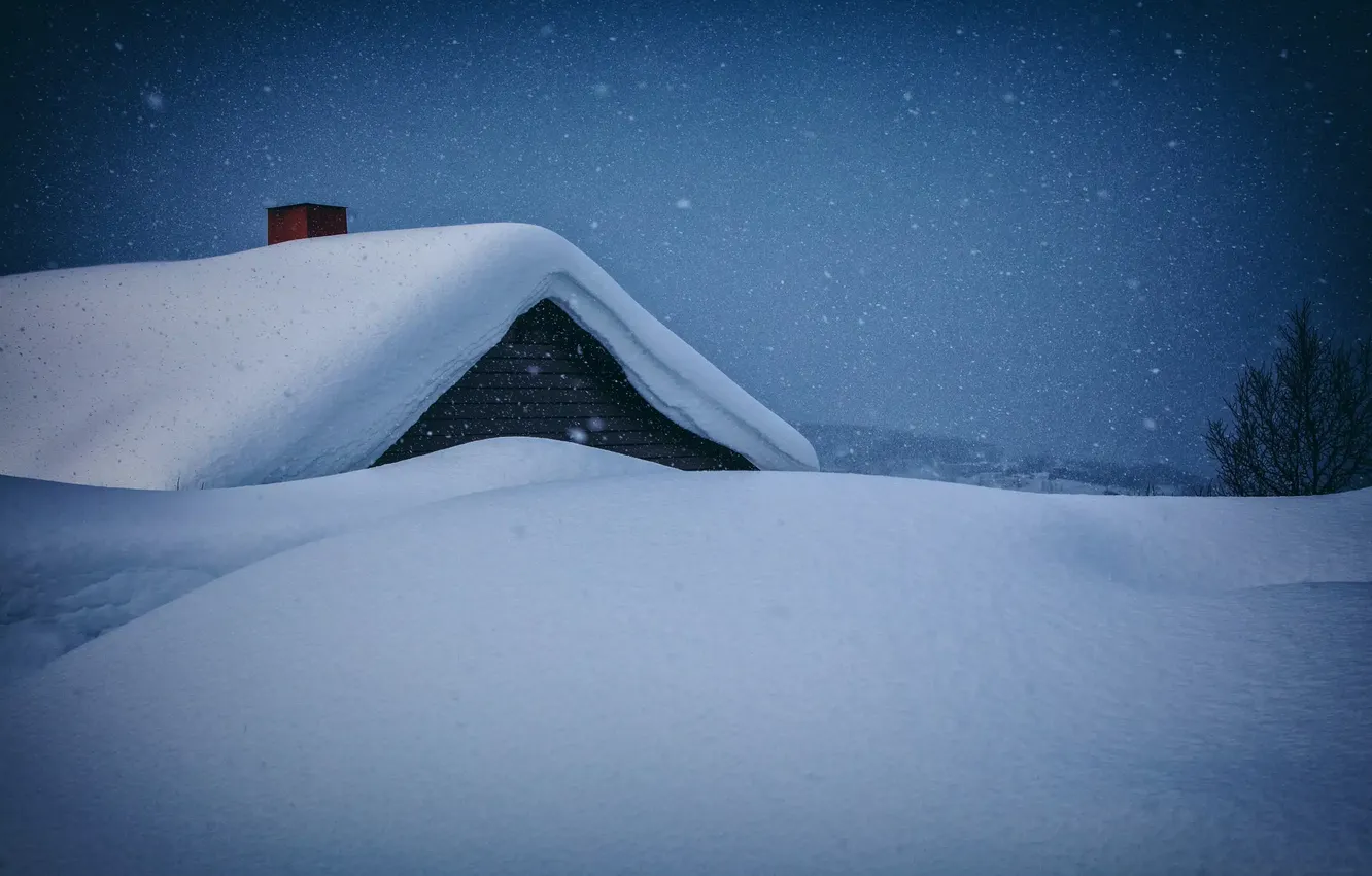 Фото обои Зима, Снег, Winter, Snow, Snow House, Снежный Дом, Зимний Вечер, Winter Evening