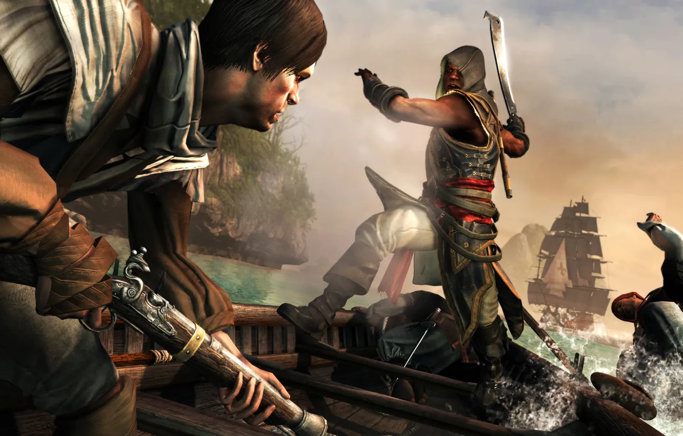 Фото обои пират, ассасин, Black Flag, Assassin’s Creed IV, Крик Свободы, Адеваль