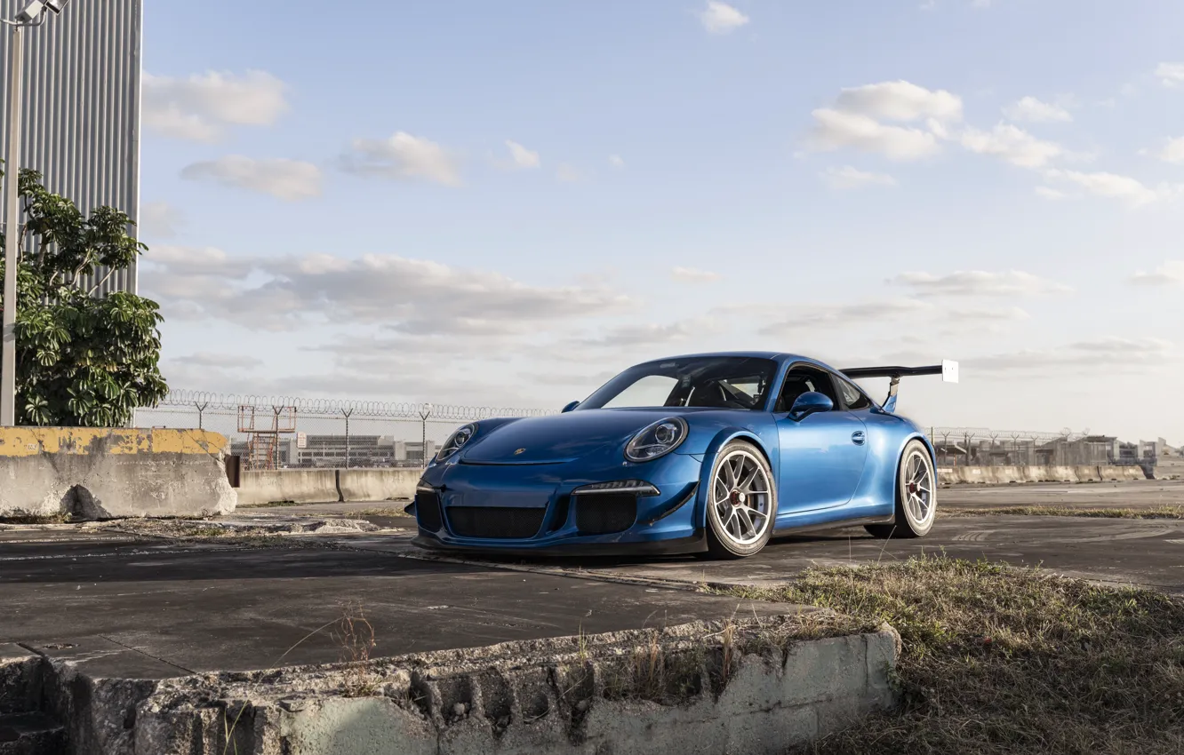 Фото обои Porsche, Blue, Porsche 911, Front, Porsche 911 GT3