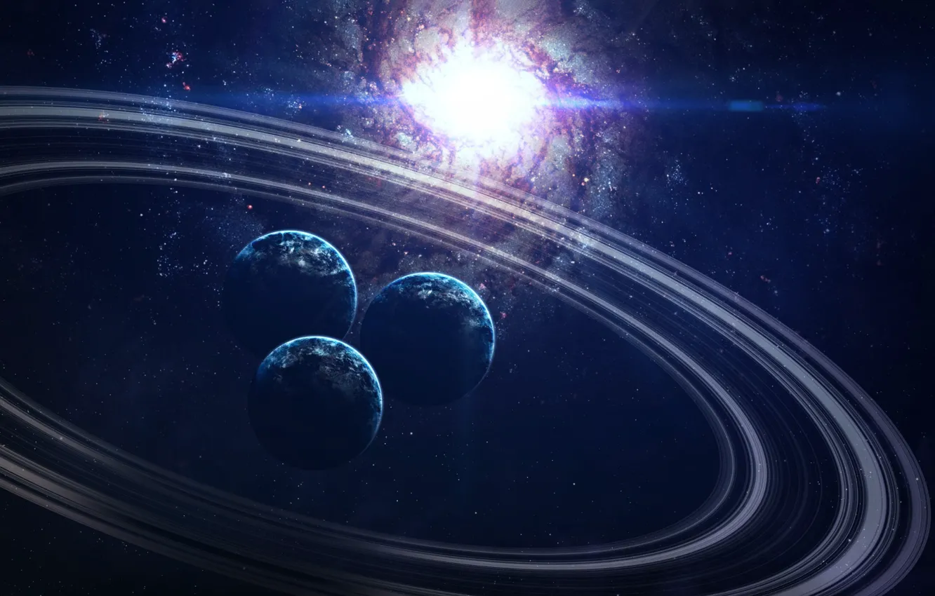 Фото обои Звезды, Планета, Космос, Свет, Планеты, Light, Planets, Кольцо
