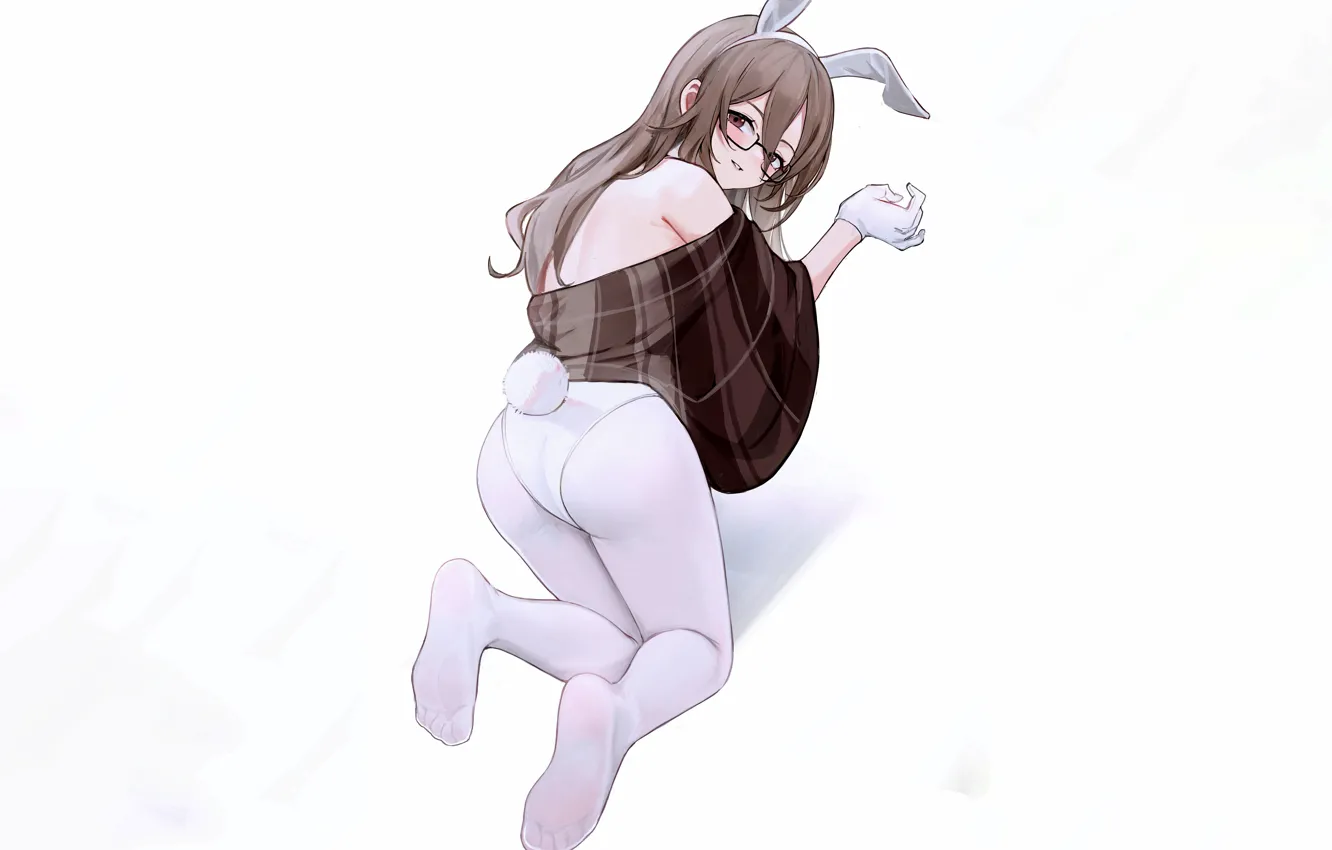 Фото обои girl, sexy, ass, long hair, legs, brown hair, brown eyes, anime