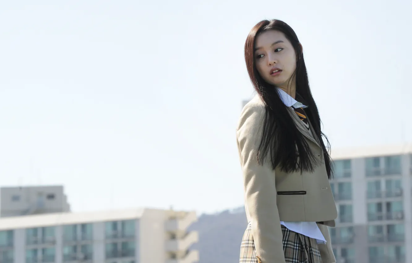 Фото обои Girl, Asian, Streets, Beauty, Background, Actress, School, Uniform