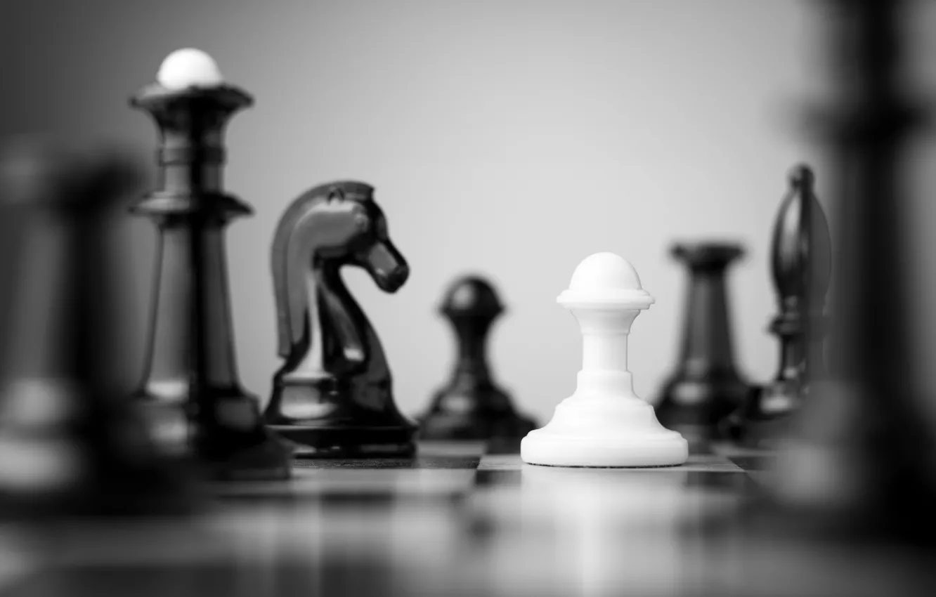 Фото обои white, black, Chess, chess board