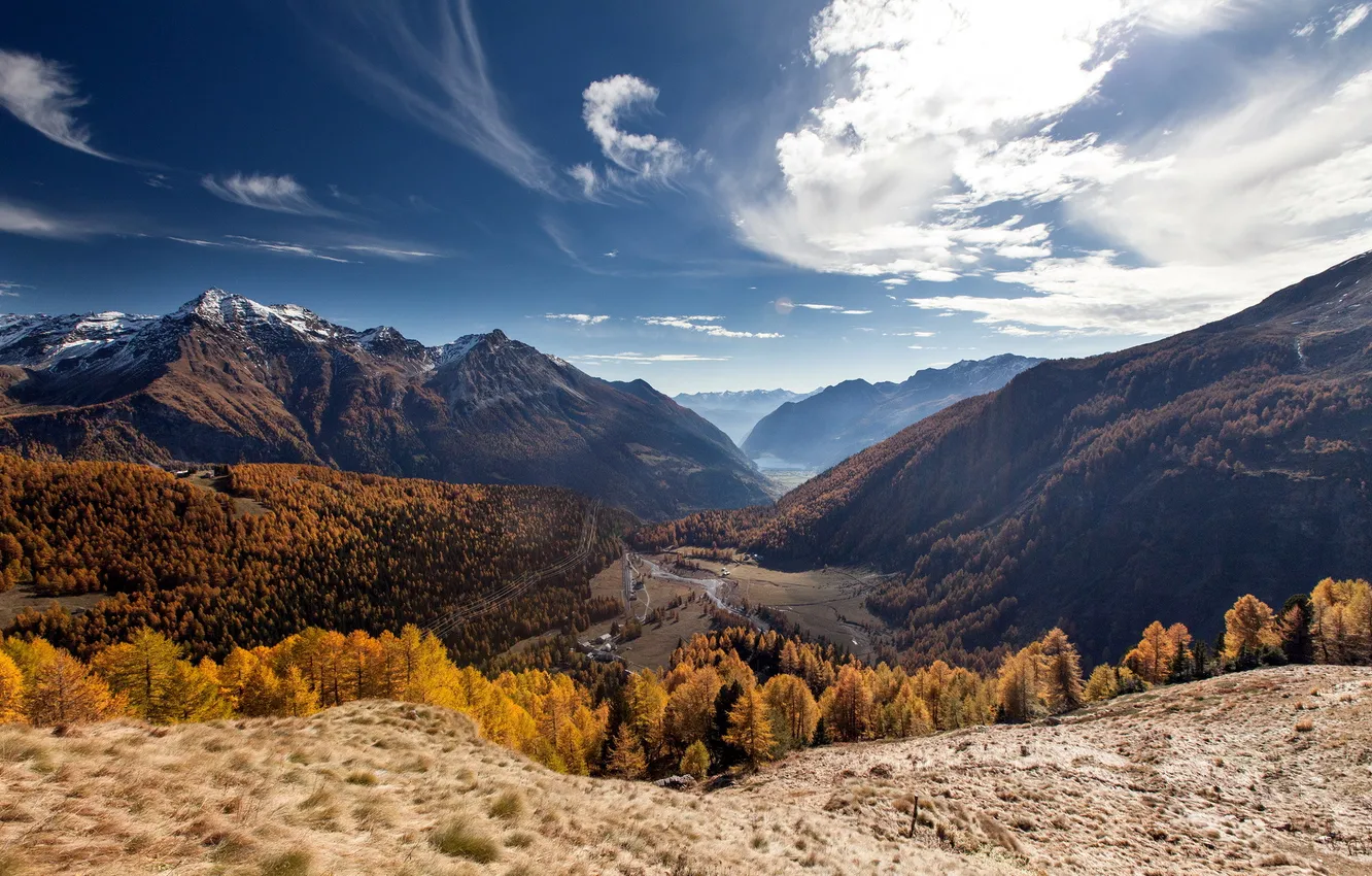 Фото обои Switzerland, Autumn, Goldener Herbst, Alp Grüm