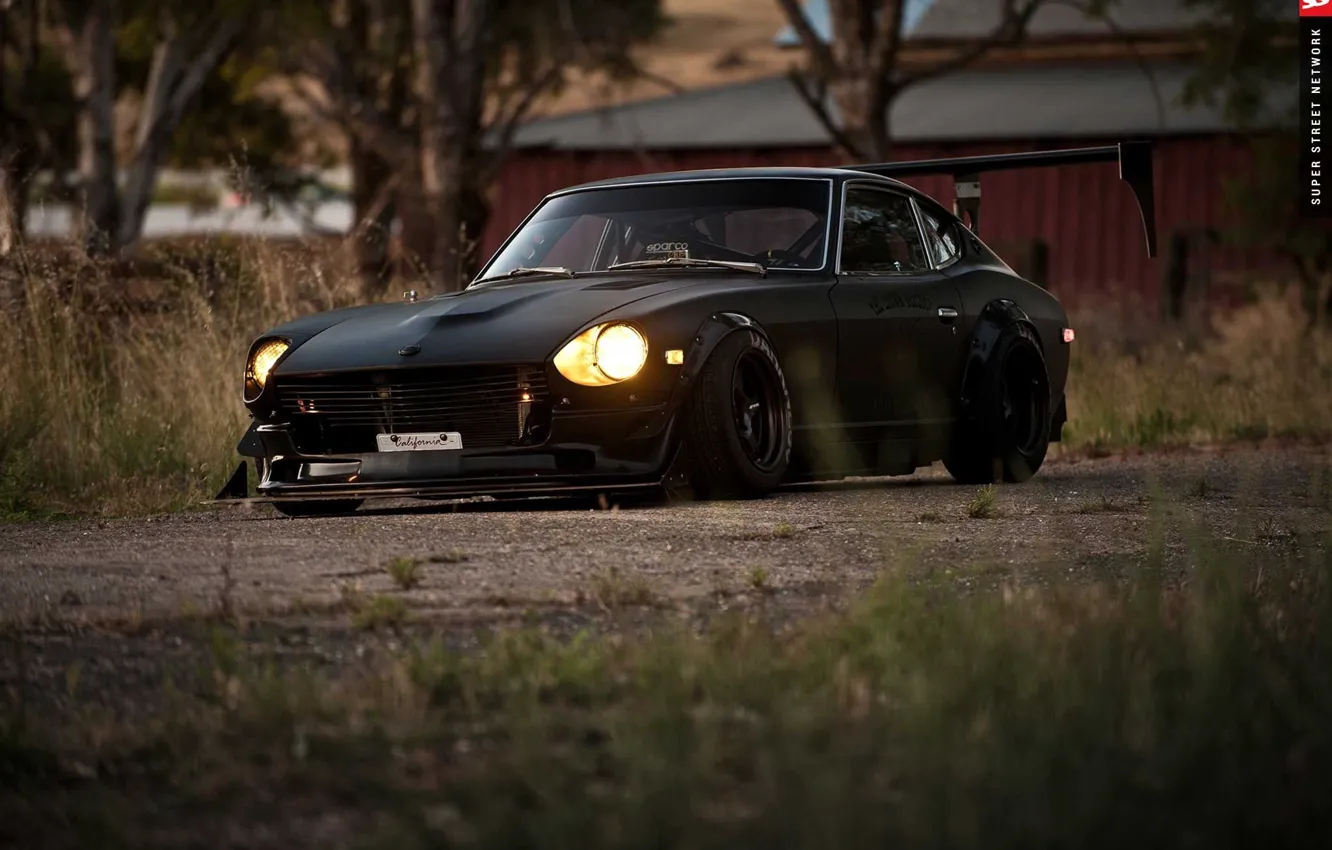 Фото обои car, black, Datsun, 1974, 260Z, modified