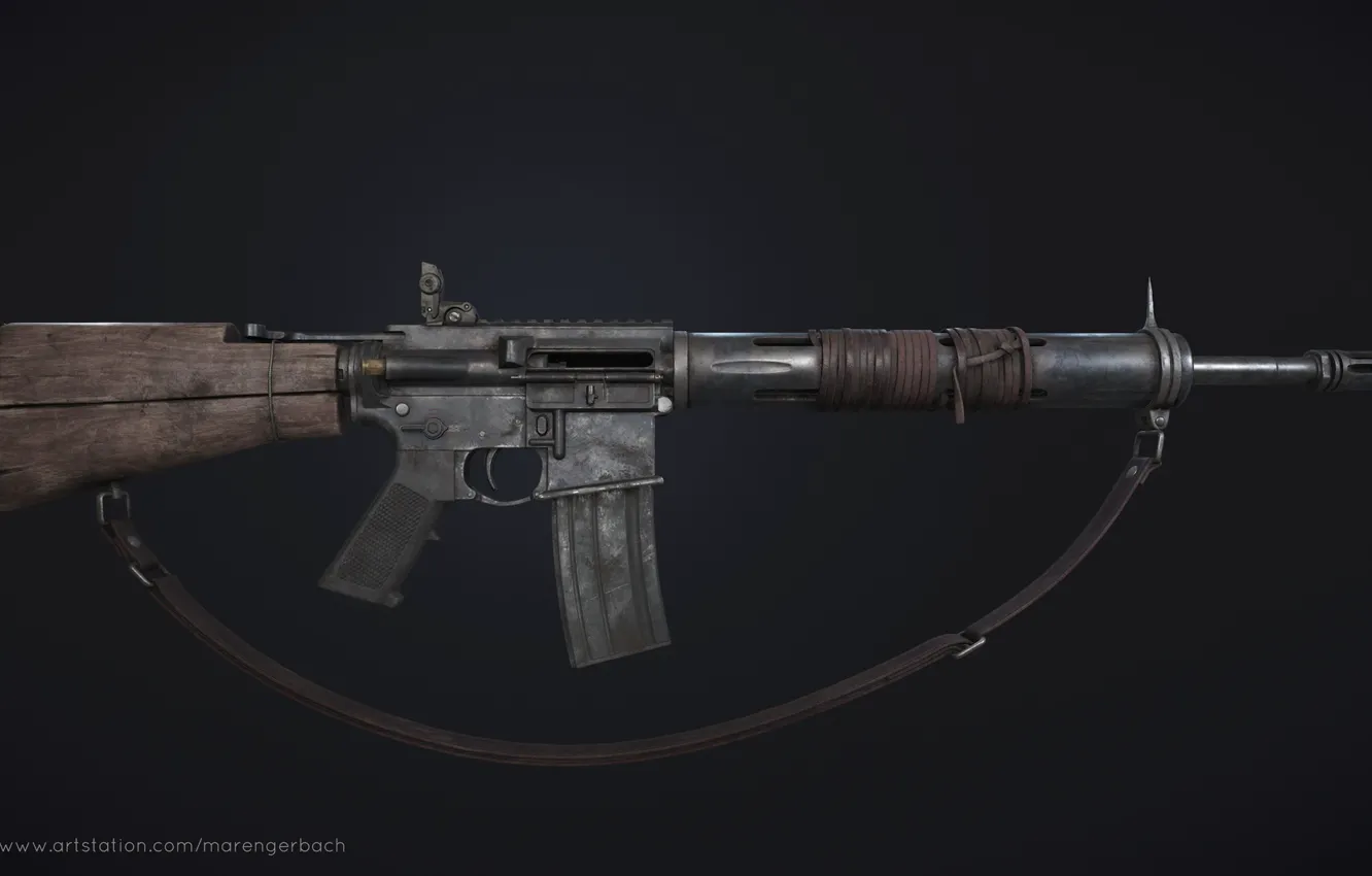 Фото обои рендеринг, оружие, винтовка, weapon, render, custom, ar-15, assault rifle