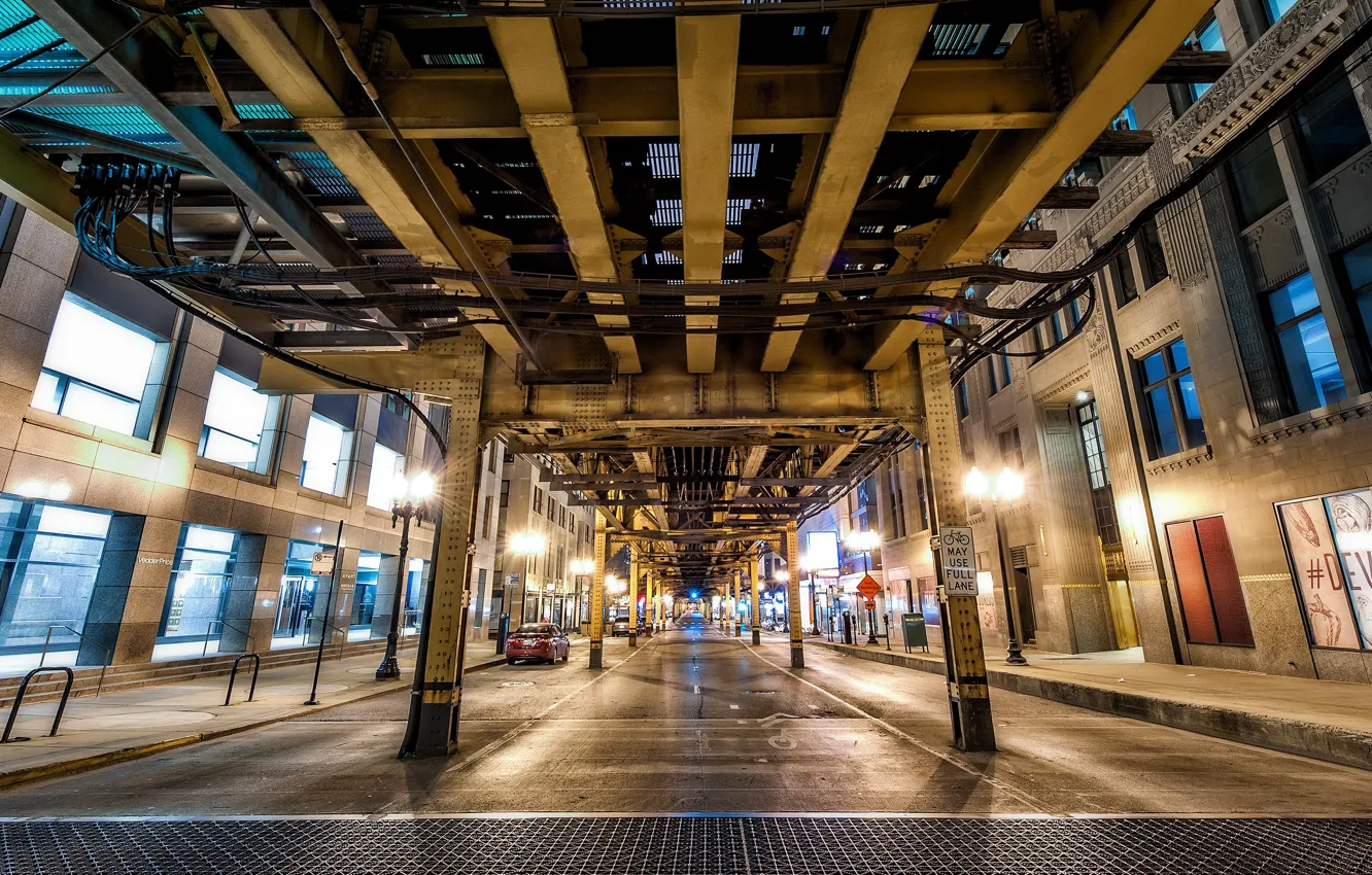 Фото обои chicago, wellsstreet, Underneath the L Tracks