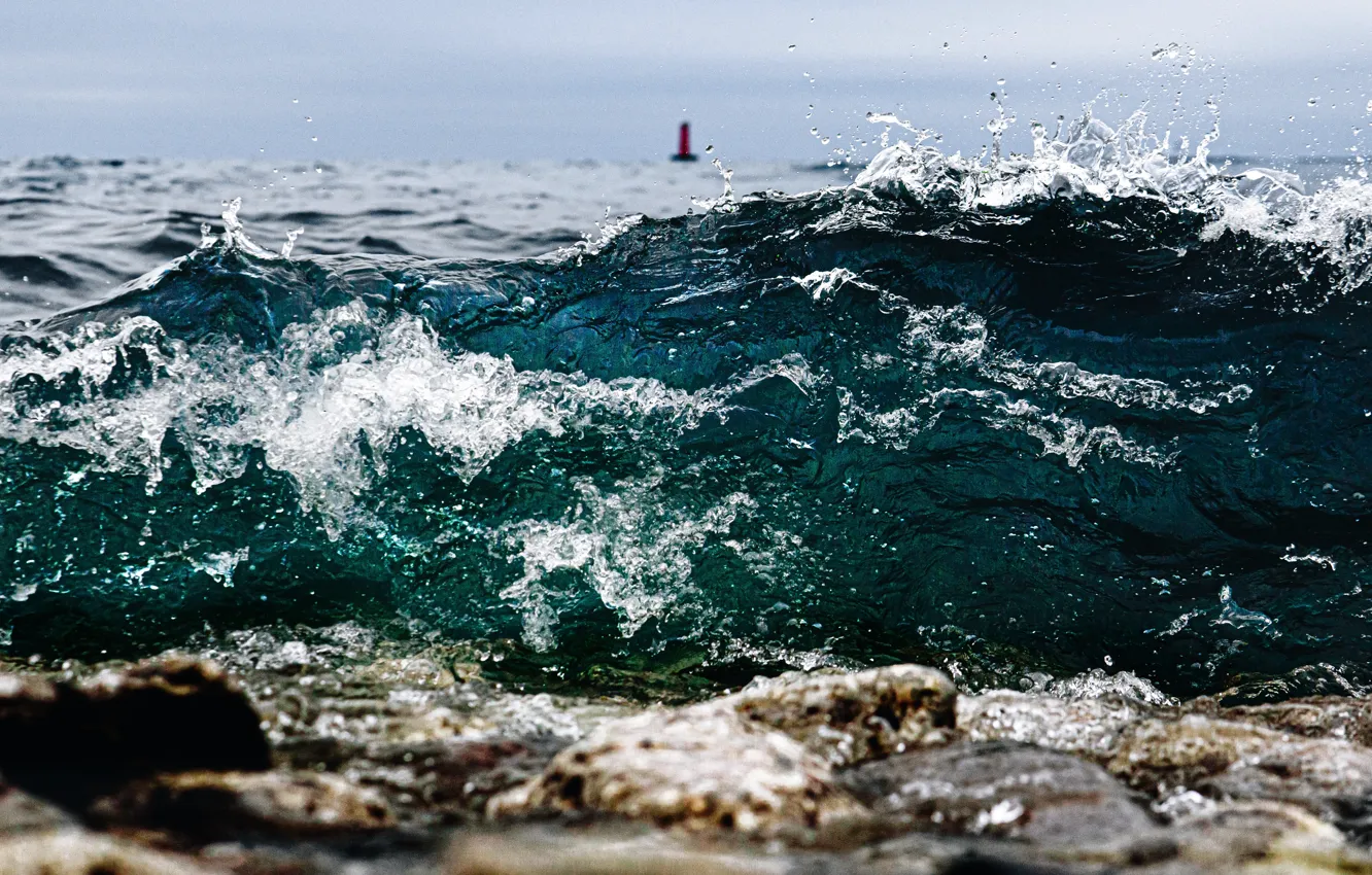 Фото обои Water, Ocean, Lighthouse, Rocks, Stone, Wave
