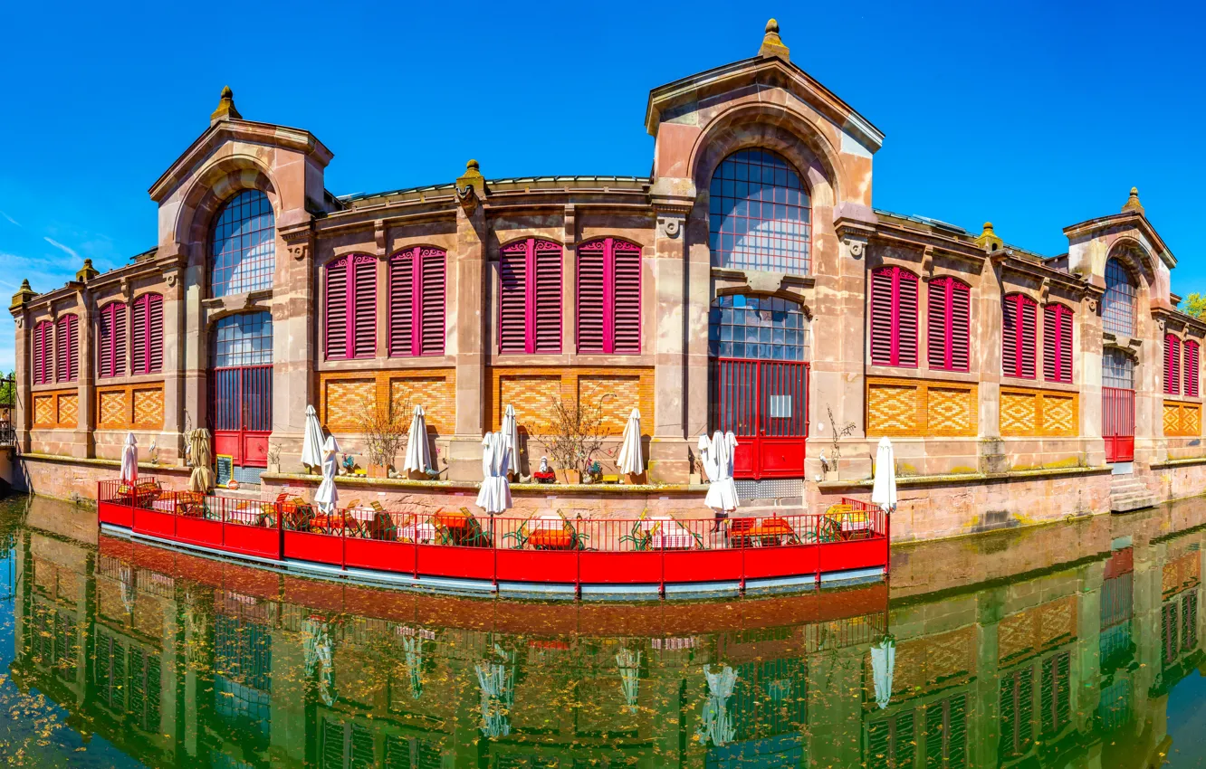 Фото обои Франция, здания, водный канал, Colmar, Кольмар