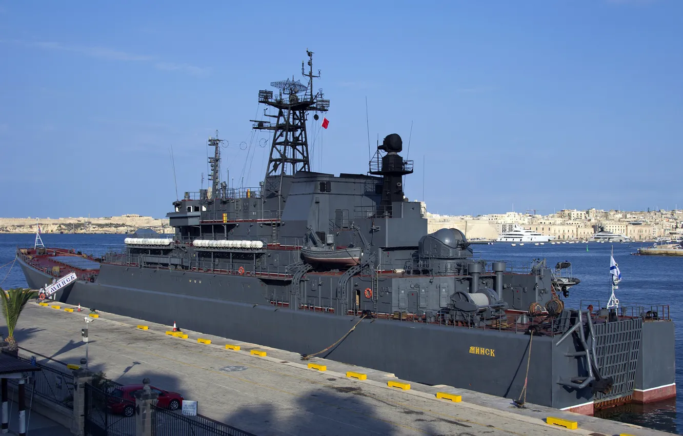 Фото обои корабль, большой, Мальта, десантный, БДК, "Минск"