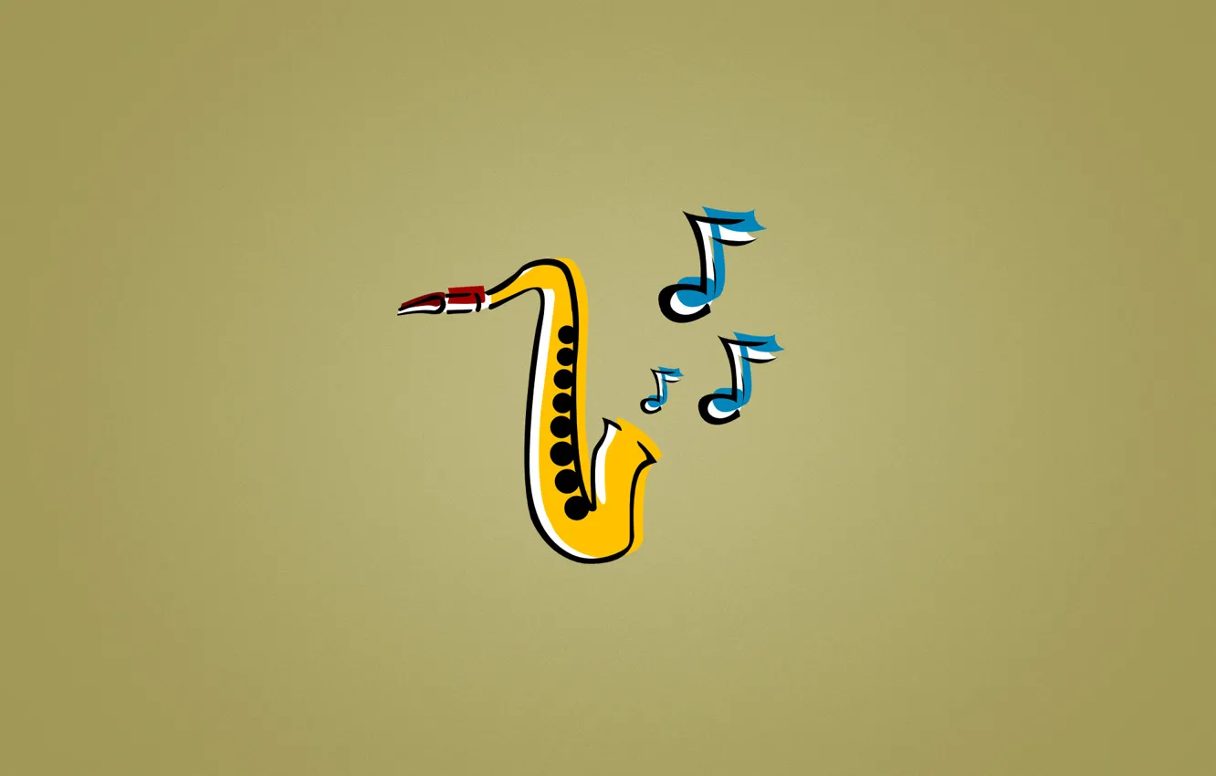 Фото обои синий, желтый, ноты, музыка, джаз, Саксофон, jazz, saxophone
