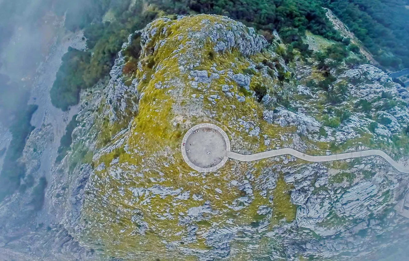 Фото обои панорама, Черногория, гора Ловчен, Мавзолей Негоша