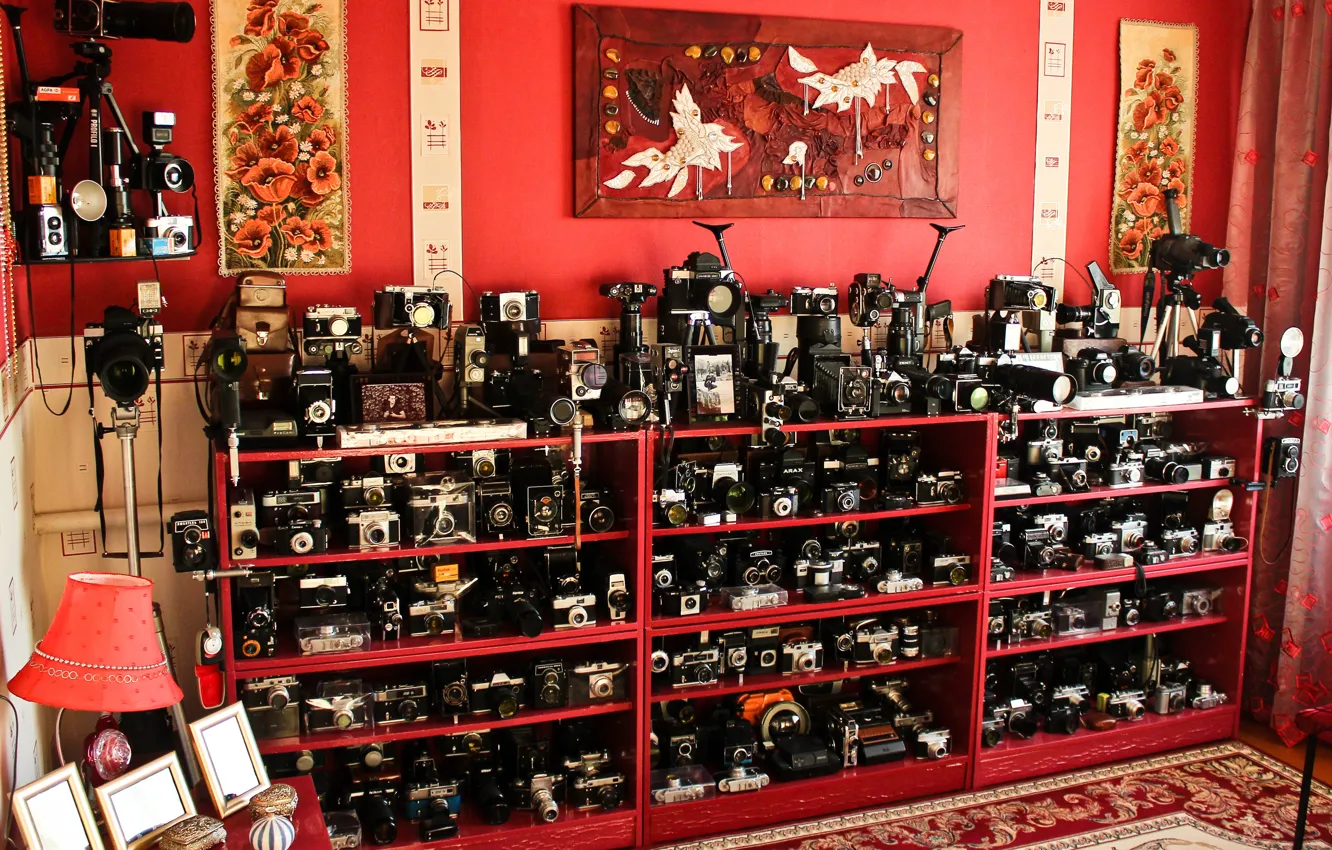 Фото обои camera, zenit, collection, collection of cameras, fed