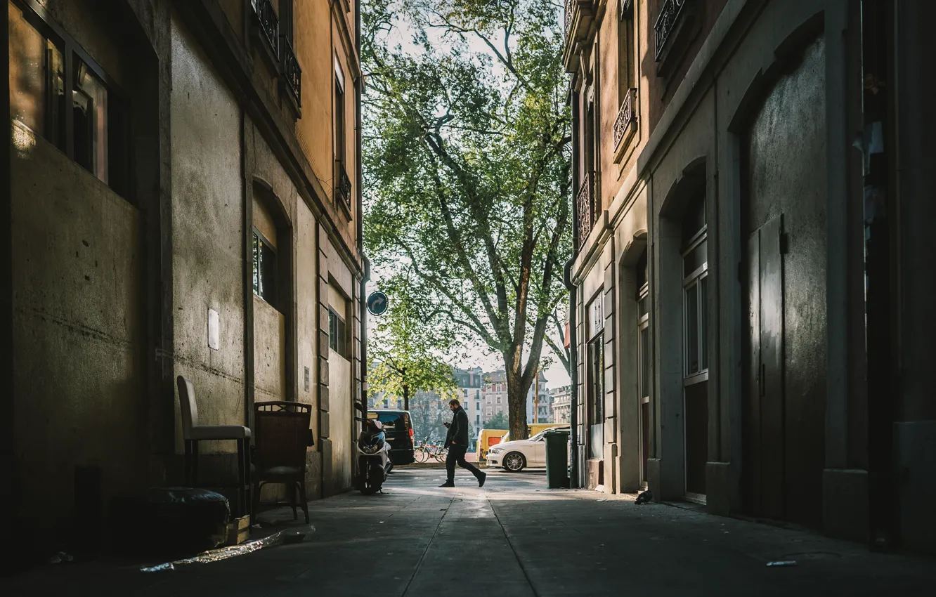 Фото обои street, sidewalk, pedestrian