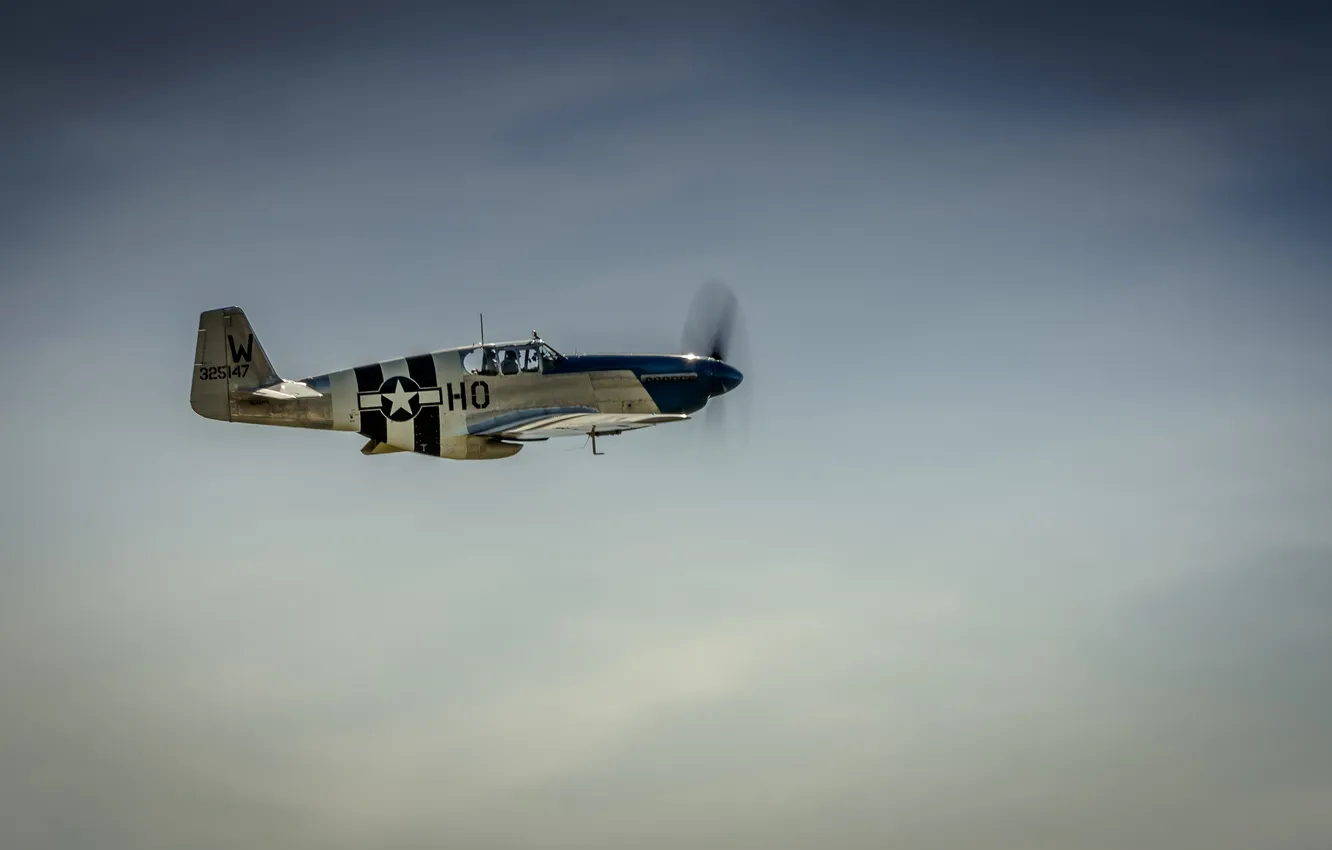 Фото обои небо, пропеллер, самолёт, P-51C, Mustang Princess Elizabeth
