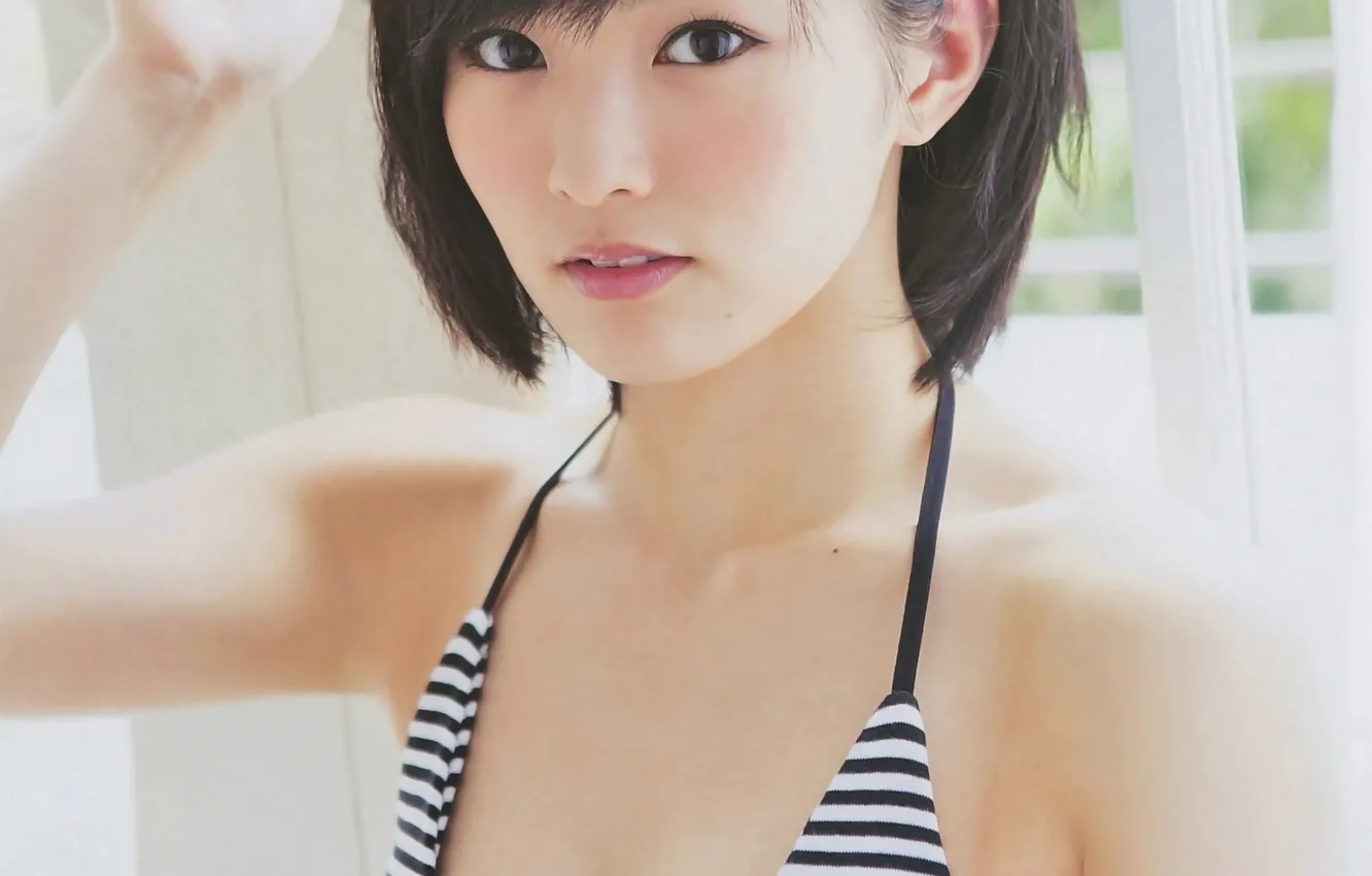 Фото обои girl, sexy, cleavage, boobs, beautiful, short hair, pretty, lips