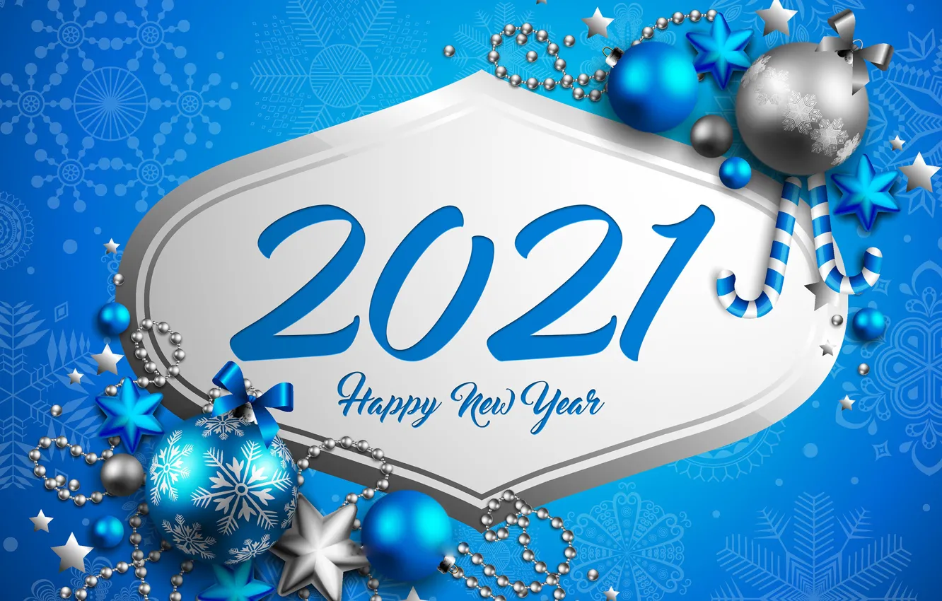 Фото обои фон, праздник, шары, Новый год, бусы, New Year, декор, 2021