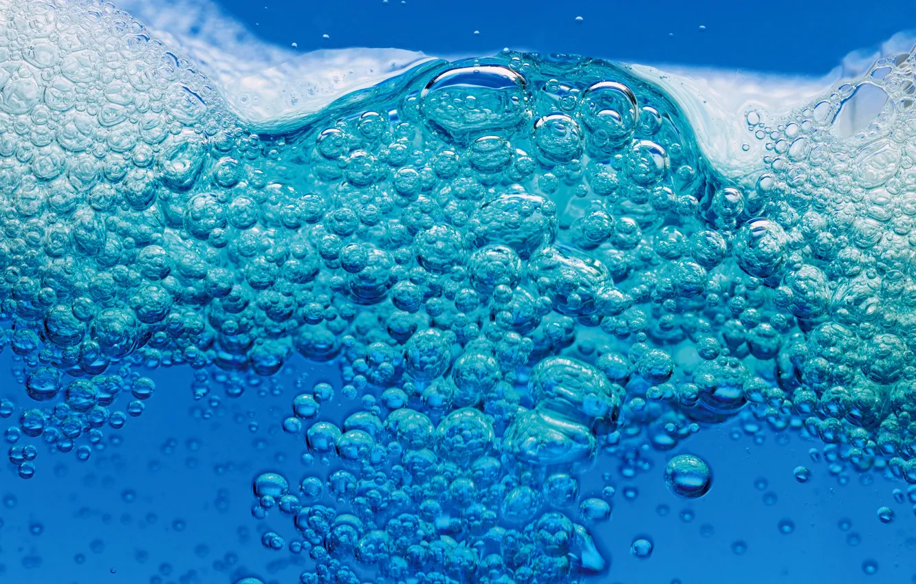 Фото обои волны, пена, вода, капли, макро, пузыри, waves, bubbles