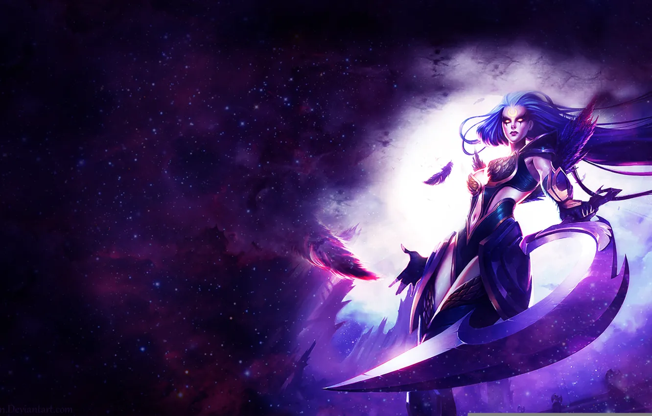 Фото обои девушка, оружие, арт, League of legends, Diana