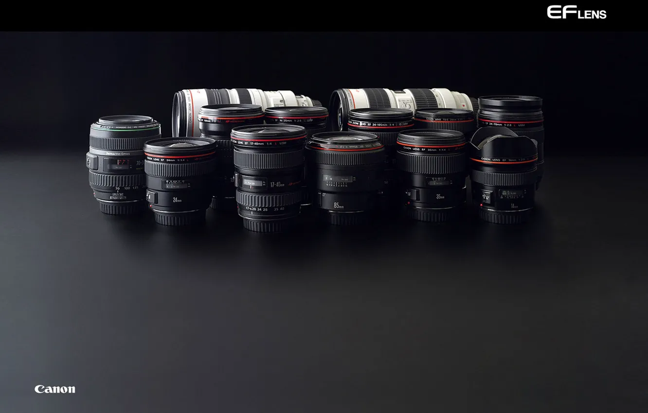 Фото обои техника, объектив, черная, Canon, линзы, серия L