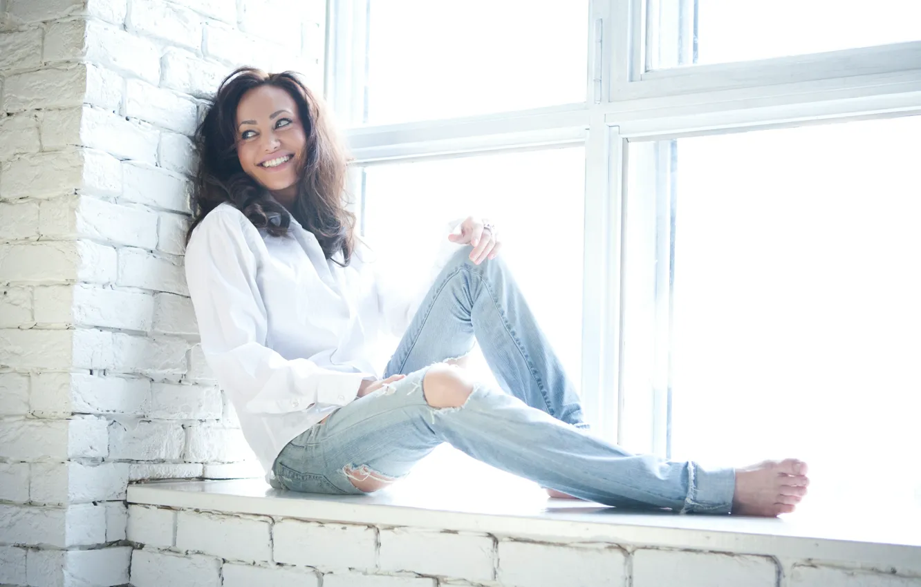 Фото обои girl, hot, model, jeans
