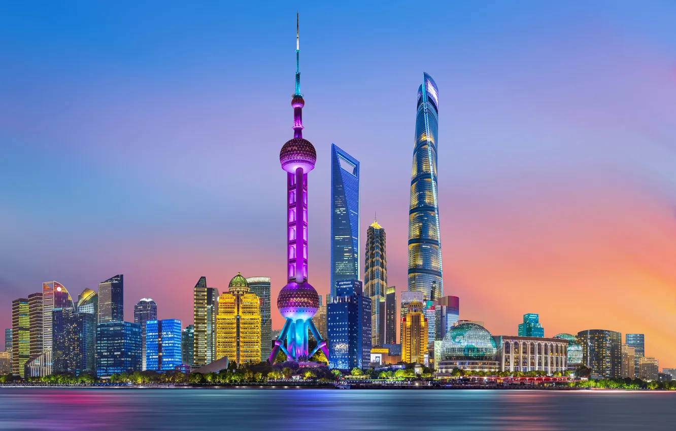 Фото обои china, shanghai, skyscrapers, outdoor, cbd, pudong, lujiazui