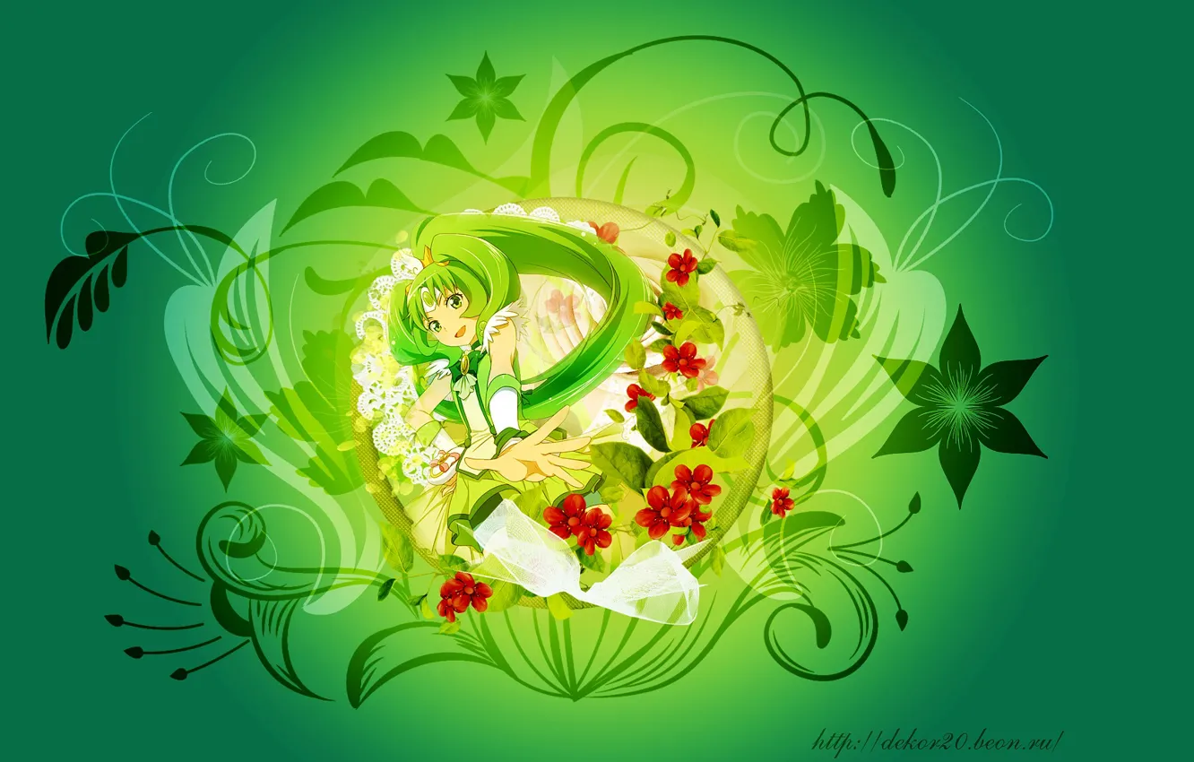 Фото обои цветы, аниме, девочка, кружево, бантитик
