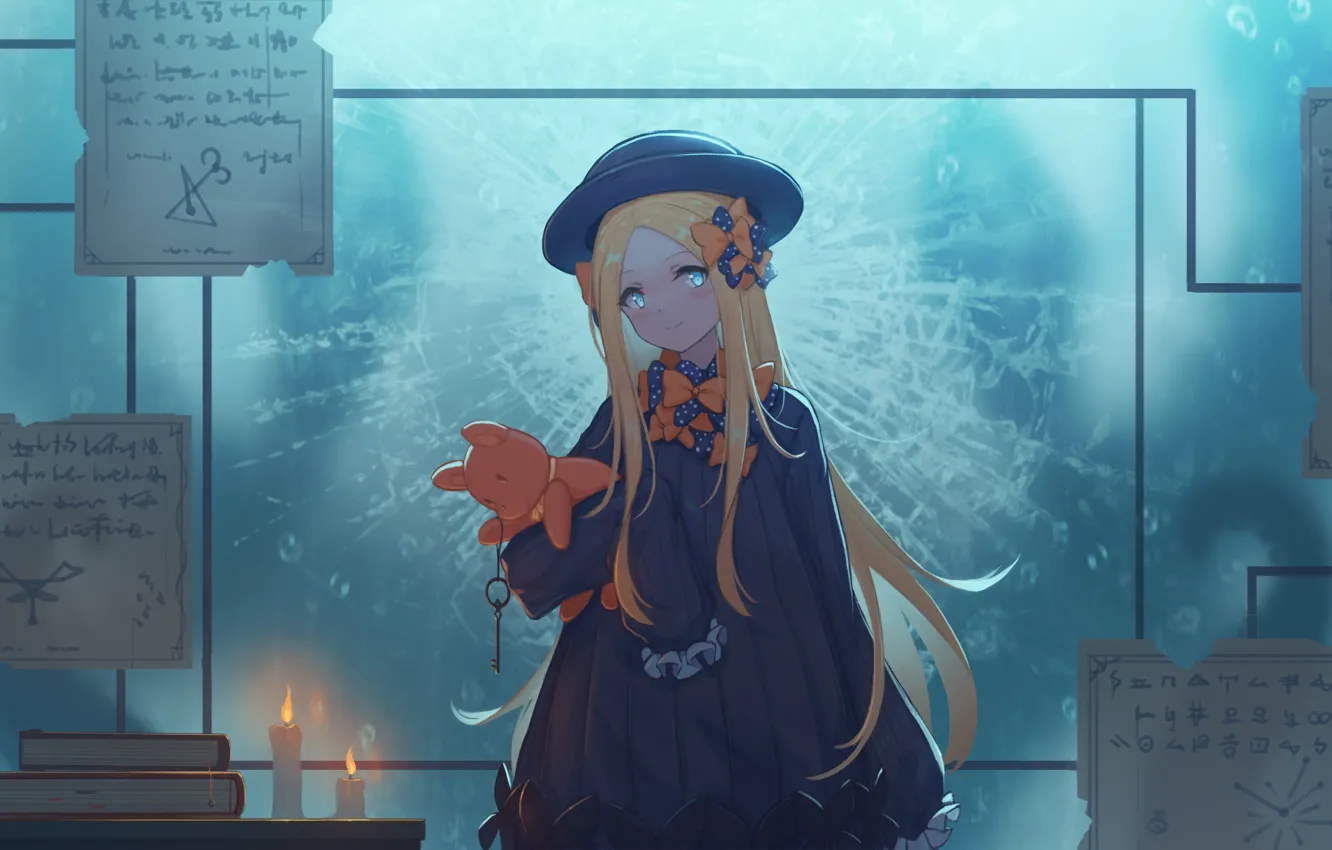 Фото обои девушка, свечи, плюшевый мишка, Fate, Abigail Williams, Grand Order: First Order