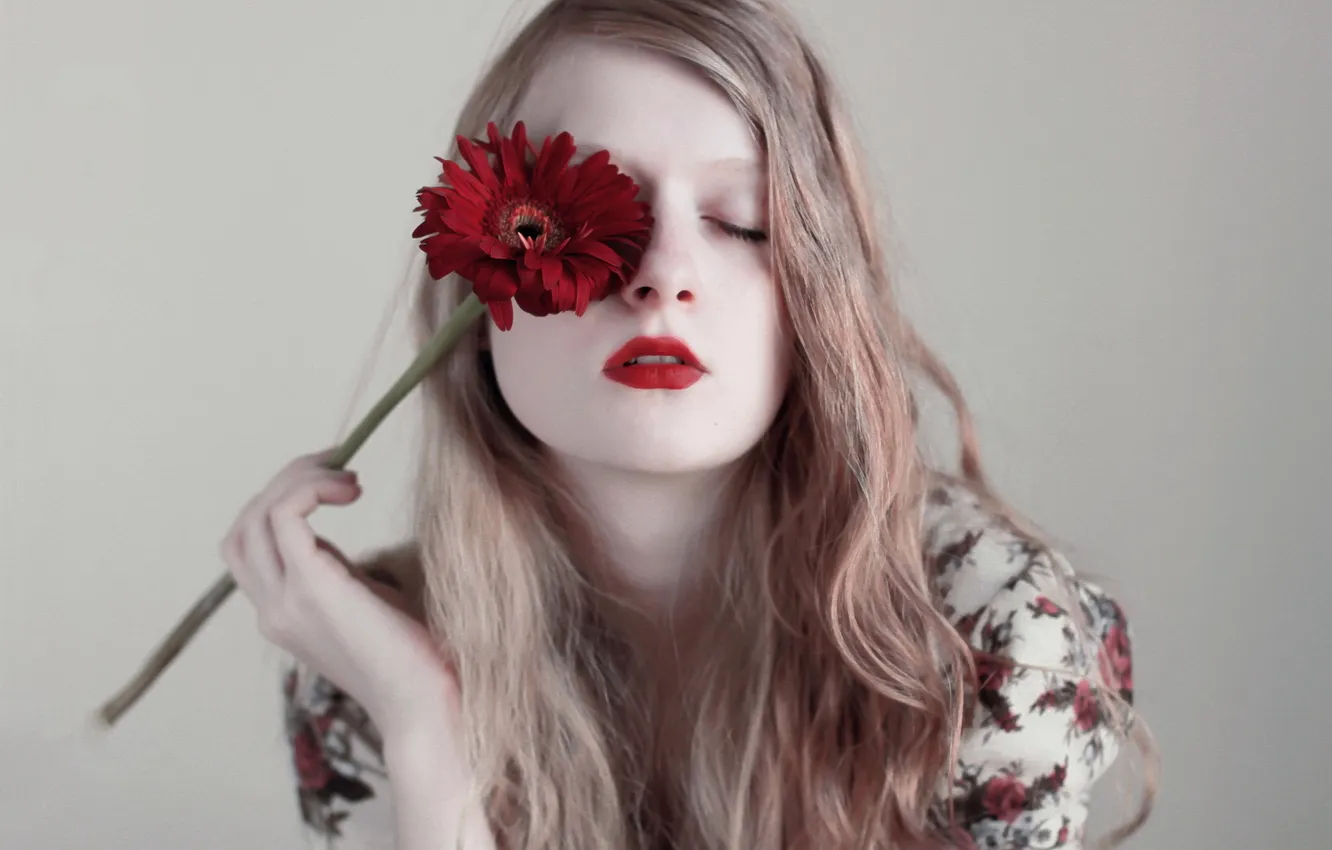 Фото обои цветок, девушка, портрет